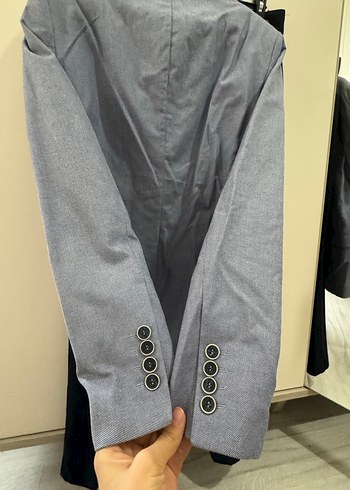 Düğmeli Gri Erkek Takım Elbise Ceket - Görsel 6