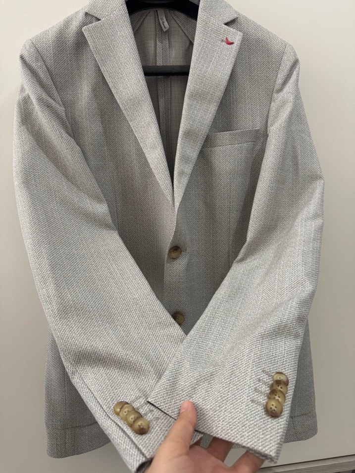 Gri Erkek Düz Kesim Ofis Takım Elbise - Görsel 4