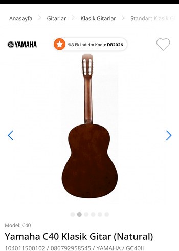 Yamaha C40 Klasik Gitar - Görsel 15