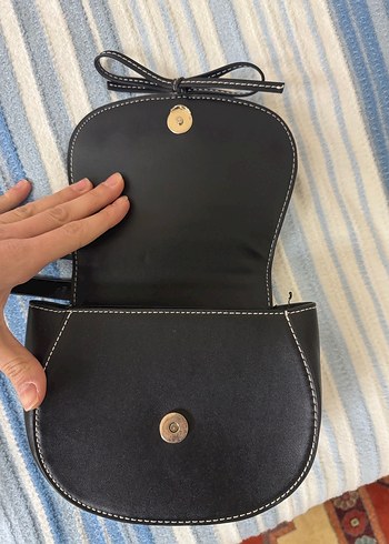 Siyah Deri Tokalı Kadın Omuz Çantası - Görsel 6