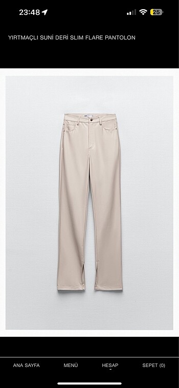 Zara yırtmaçlı deri pantolon