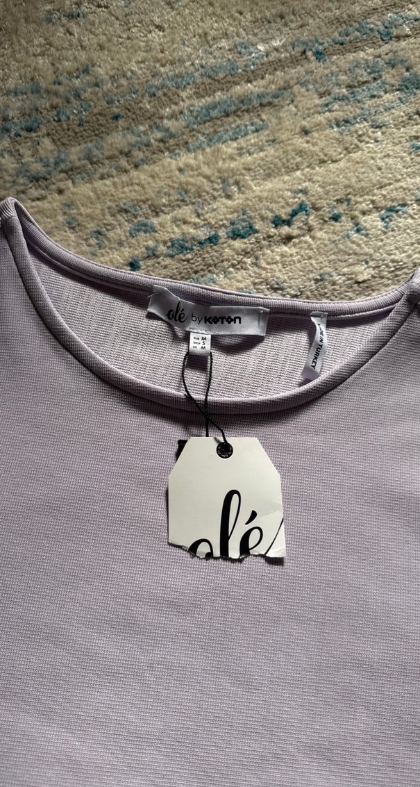 Koton ETİKETLİ Lila Bel Detaylı Spor Bluz - Görsel 2