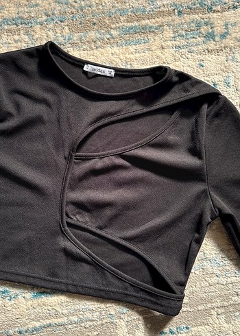 Addax Siyah Uzun Kollu Crop Top - Görsel 2