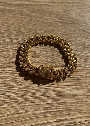 Zincir Detaylı Parlak Altın Bileklik - Görsel 2