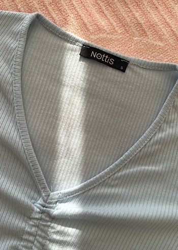 Nottis By Trendyol Collection Buz Mavi V Yaka Büzgülü Bluz - Görsel 3