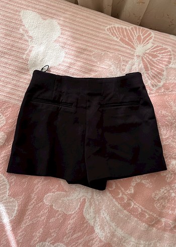 ETİKETLİ Siyah Asimetrik Dokuma Şort Etek - Görsel 4