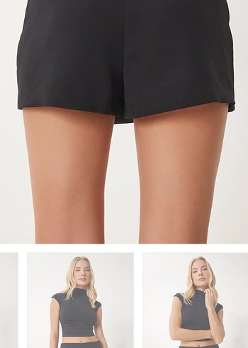 ETİKETLİ Siyah Asimetrik Dokuma Şort Etek - Görsel 6