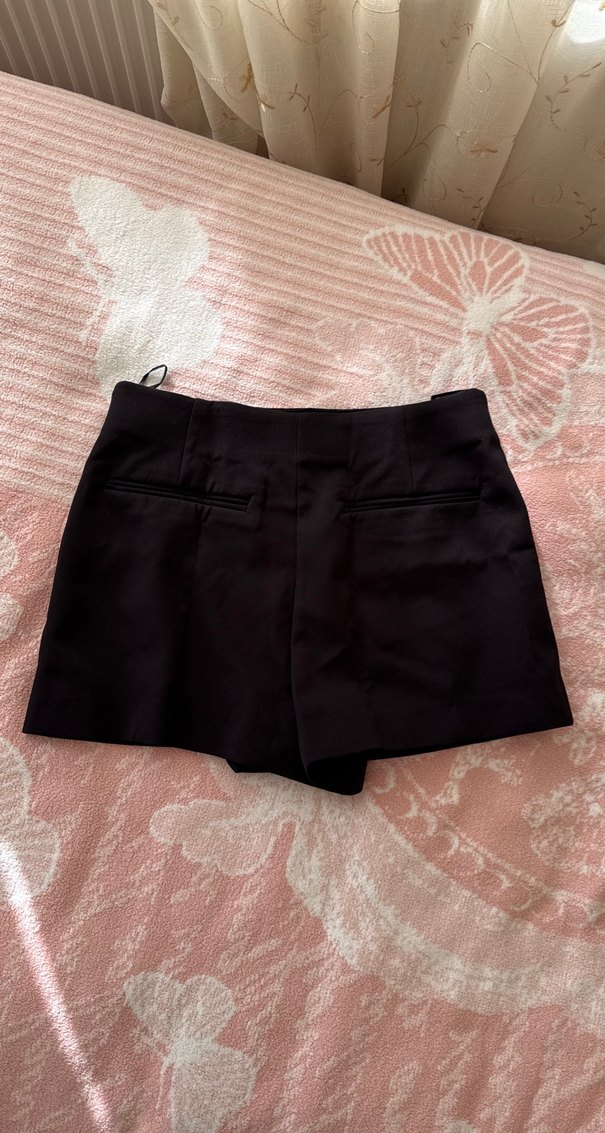 ETİKETLİ Siyah Asimetrik Dokuma Şort Etek - Görsel 4