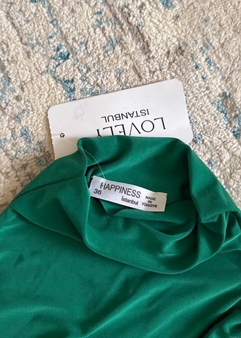 ETİKETLİ Kadın Zümrüt Yeşili Drapeli Kadın Bluz - Görsel 3