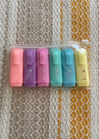 Pastel Renkli 6'lı DIY Fosforlu Kalem Seti