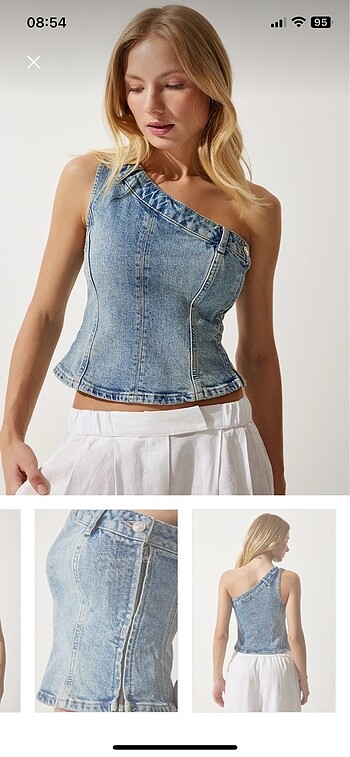 Zara Zara tek omuz denim büstiyer