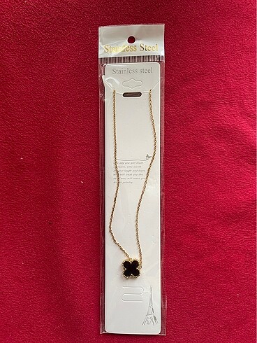 Van Cleef & Arpels Siyah Van Cleef Kararmaz Çelik Kolye
