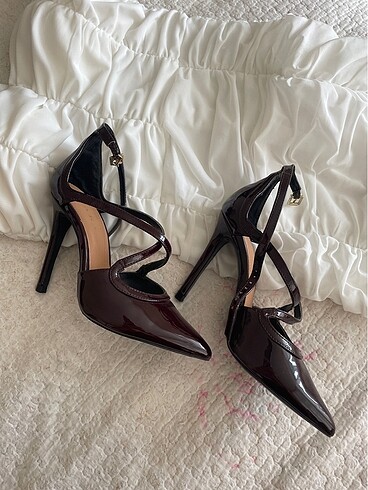 35 Beden bordo Renk Zara orijinal kadın bordo stiletto