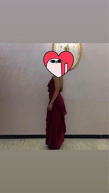 Trendyol & Milla Bordo sirt dekolteli uzun firfirli elbise trendyolmilla