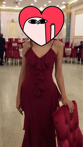 Bordo sirt dekolteli uzun firfirli elbise trendyolmilla