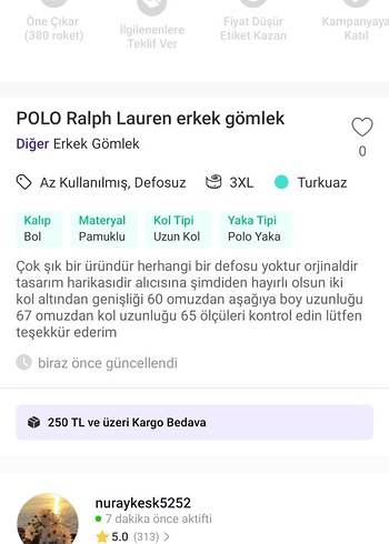 Polo Ralph Lauren POLO Ralph Lauren. Erkek Turkuaz Rengi Uzun Kollu Gömlek