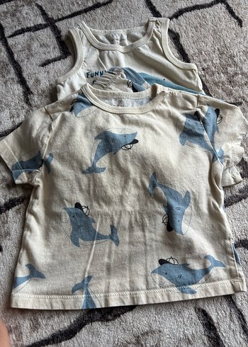 Erkek Bebek Mavi Baskılı Kısa Kollu Takım - Görsel 5