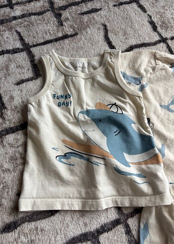 Erkek Bebek Mavi Baskılı Kısa Kollu Takım - Görsel 2