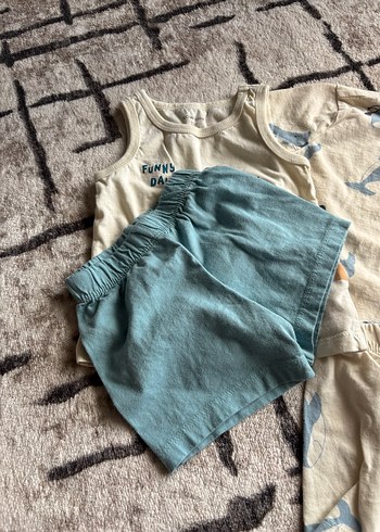 Erkek Bebek Mavi Baskılı Kısa Kollu Takım - Görsel 3