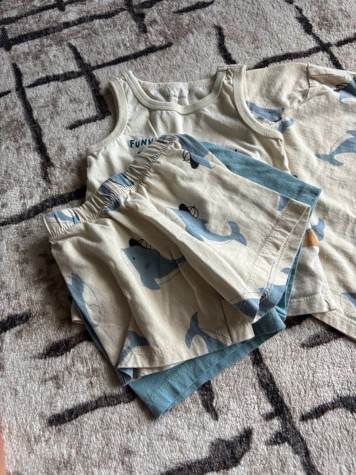 Erkek Bebek Mavi Baskılı Kısa Kollu Takım - Görsel 4