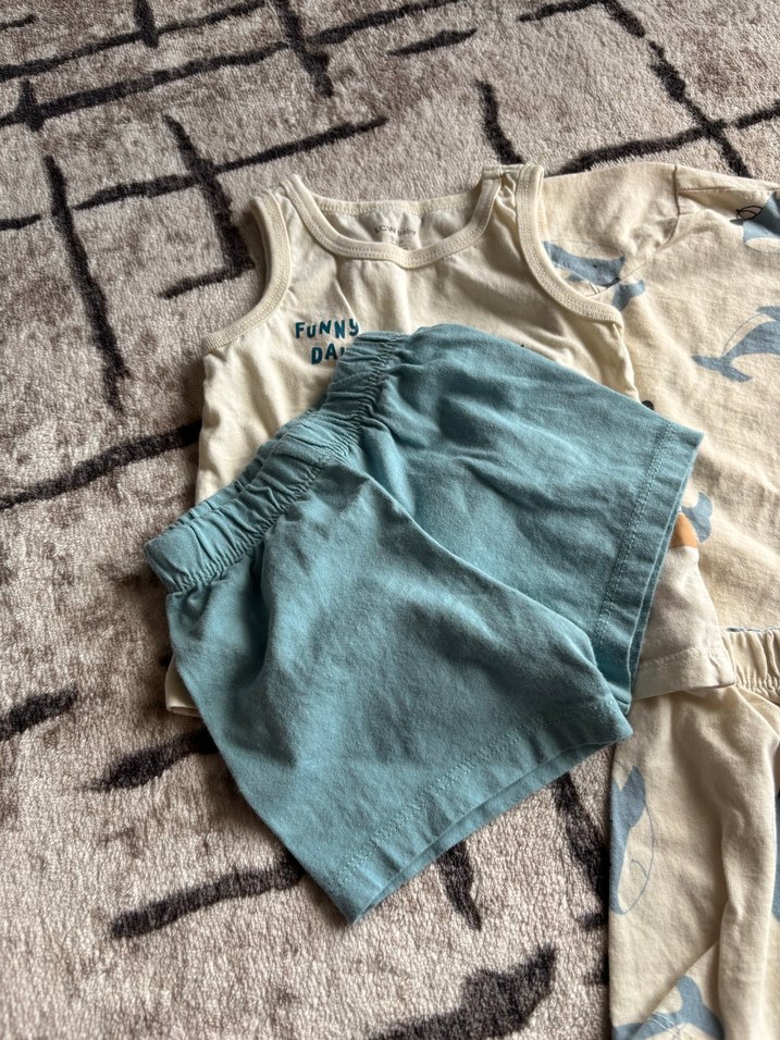 Erkek Bebek Mavi Baskılı Kısa Kollu Takım - Görsel 3