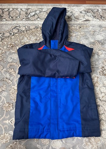 Koyu Mavi Kırmızı Fermuarlı Erkek Mont - Görsel 3