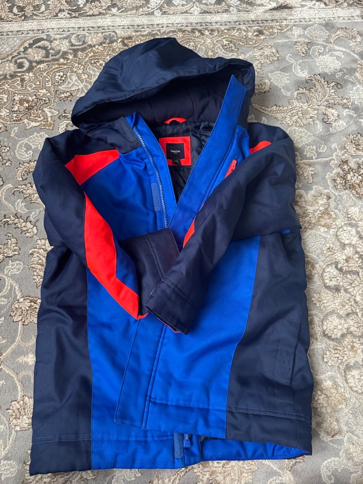 Koyu Mavi Kırmızı Fermuarlı Erkek Mont - Görsel 2