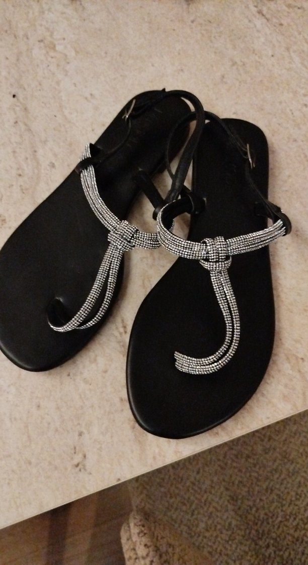 Siyah Yılan Desenli Topuklu Kadın Sandalet - Görsel 2