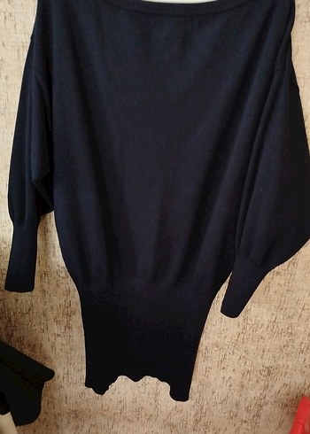 Siyah kayık yaka elbise - Görsel 2