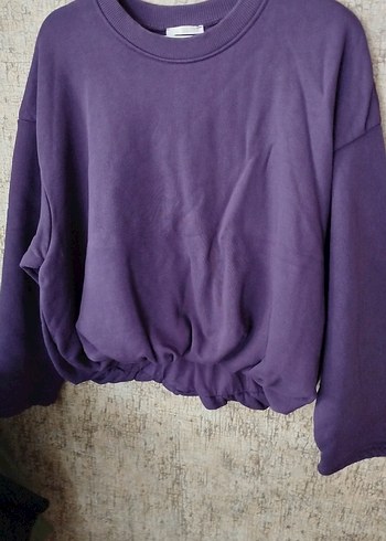 Mor Kadın Bisiklet Yaka Uzun Kollu Sweatshirt - Görsel 2