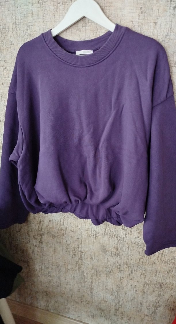 Mor Kadın Bisiklet Yaka Uzun Kollu Sweatshirt - Görsel 2