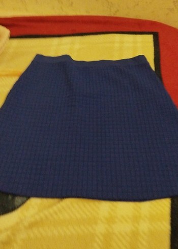 Düğmeli Mavi Mini Etek - Görsel 4