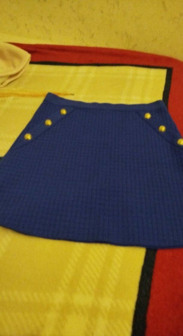 Düğmeli Mavi Mini Etek - Görsel 2