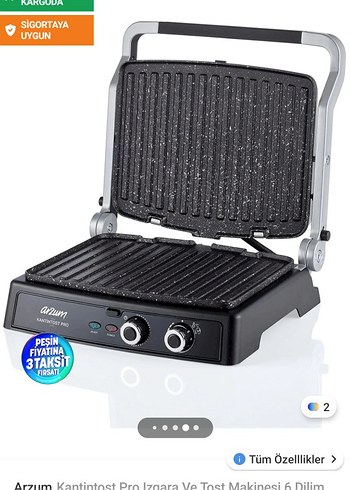 Arzum Siyah Tost Makinesi ve Izgara - Görsel 5