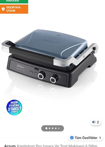 Arzum Siyah Tost Makinesi ve Izgara - Görsel 7