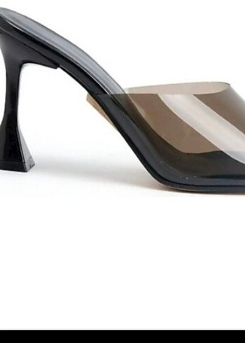 Şeffaf Bantlı Siyah Stiletto Topuklu Kadın Ayakkabı - Görsel 2