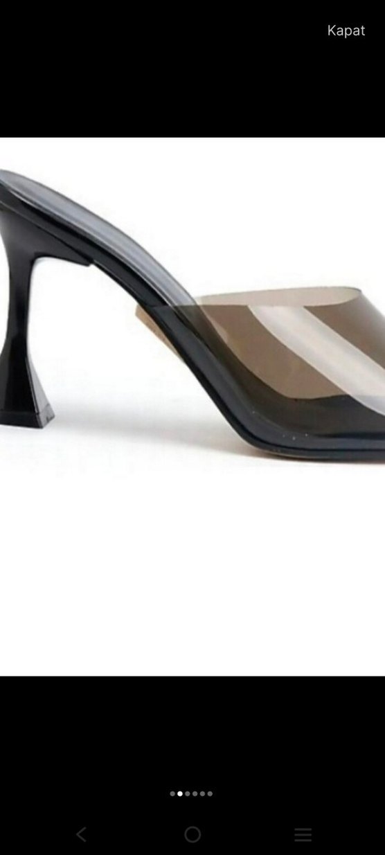 Şeffaf Bantlı Siyah Stiletto Topuklu Kadın Ayakkabı - Görsel 2