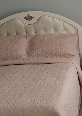 Pembe Pastel Düz Desen Yatak Örtüsü - Görsel 2