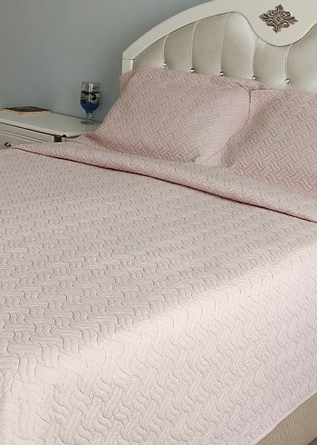 Pembe Pastel Düz Desen Yatak Örtüsü - Görsel 3