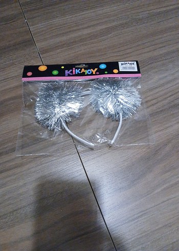 Gümüş Parlak Ponponlu Taç - Görsel 5