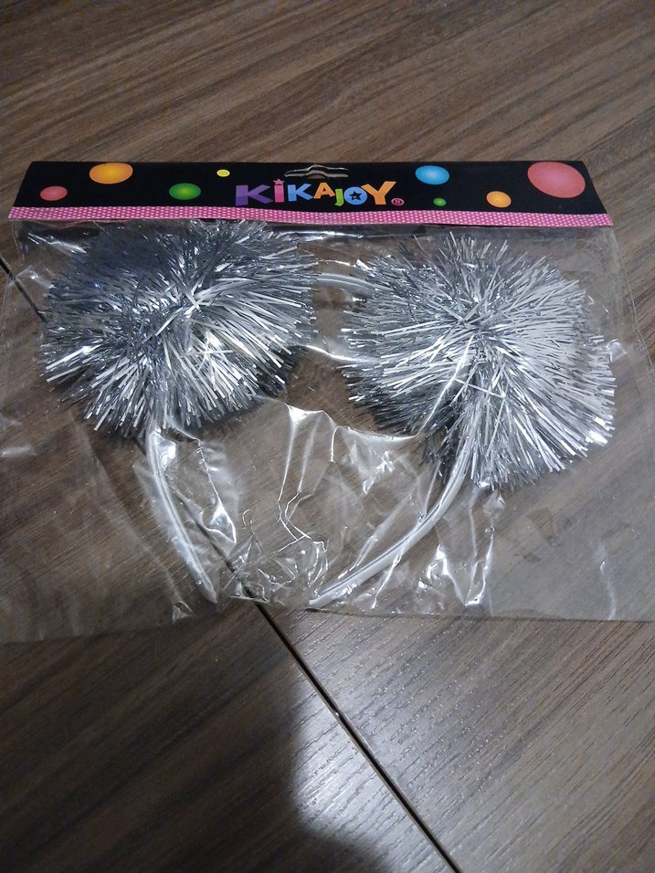 Gümüş Parlak Ponponlu Taç - Görsel 2