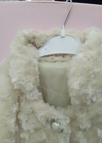 Kız Çocuk Beyaz Peluş Bohem Kaban - Görsel 4