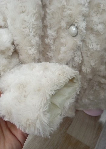 Kız Çocuk Beyaz Peluş Bohem Kaban - Görsel 5