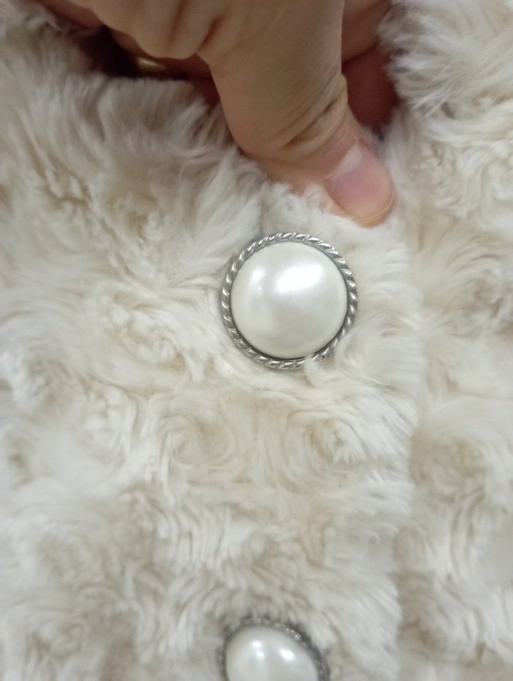 Kız Çocuk Beyaz Peluş Bohem Kaban - Görsel 2