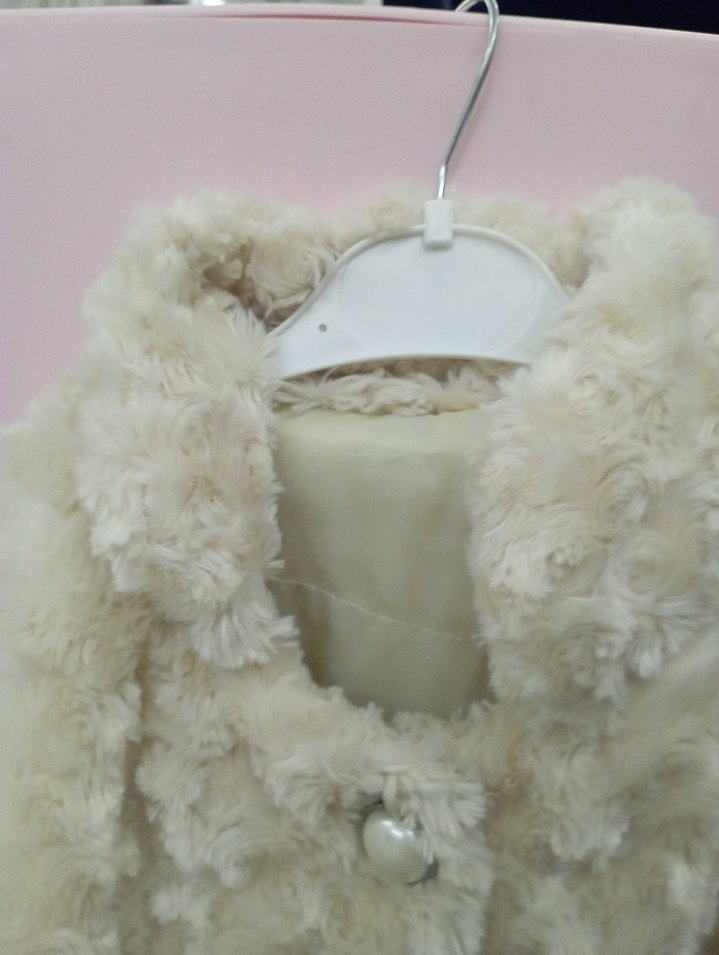 Kız Çocuk Beyaz Peluş Bohem Kaban - Görsel 4