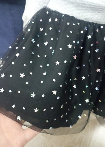 Kız Çocuk Gri Uzun Kollu Payetli Elbise - Görsel 2