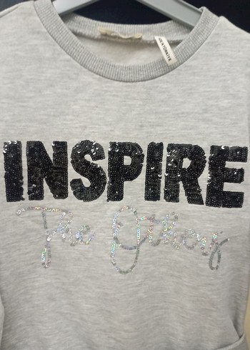 Kız Çocuk Gri Uzun Kollu Payetli Elbise - Görsel 4