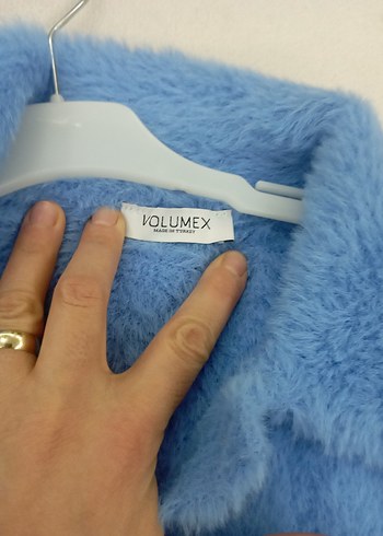 Mavi Yumuşak Doku Kadın Midi Boy Peluş kazak - Görsel 4