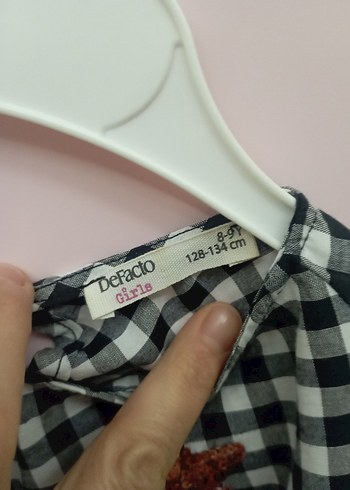 Kız Çocuk Ekose Desenli Uzun Kollu Bluz - Görsel 4