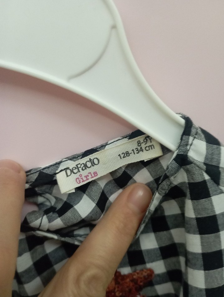 Kız Çocuk Ekose Desenli Uzun Kollu Bluz - Görsel 4